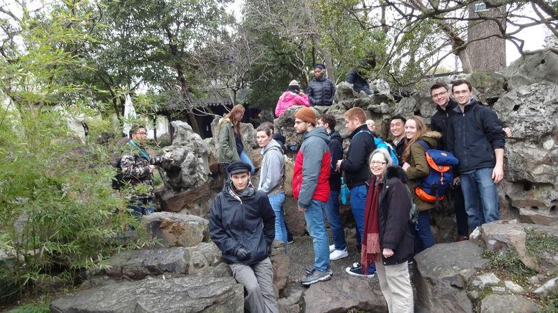 Students pose with Dr. Feinstein during the Honors International trip to China